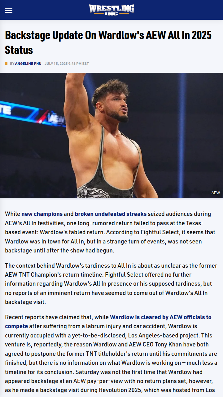 Wardlow’s Mysterious All In No-Show