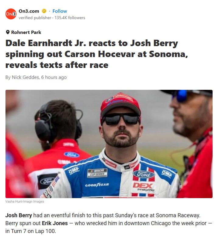 Berry Spins Hocevar—Intentional or Just Racing?