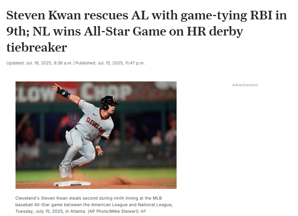 Kwan’s Clutch RBI Sparks All-Star Drama