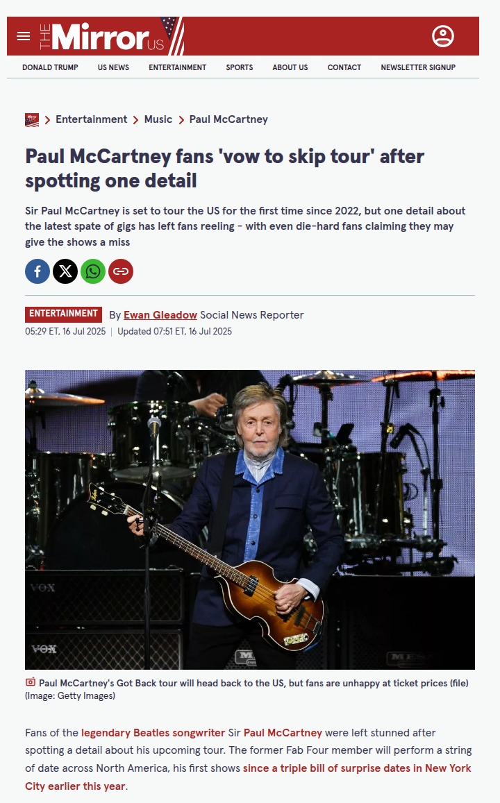 Paul McCartney Tix Prices Spark Fan Revolt 😱