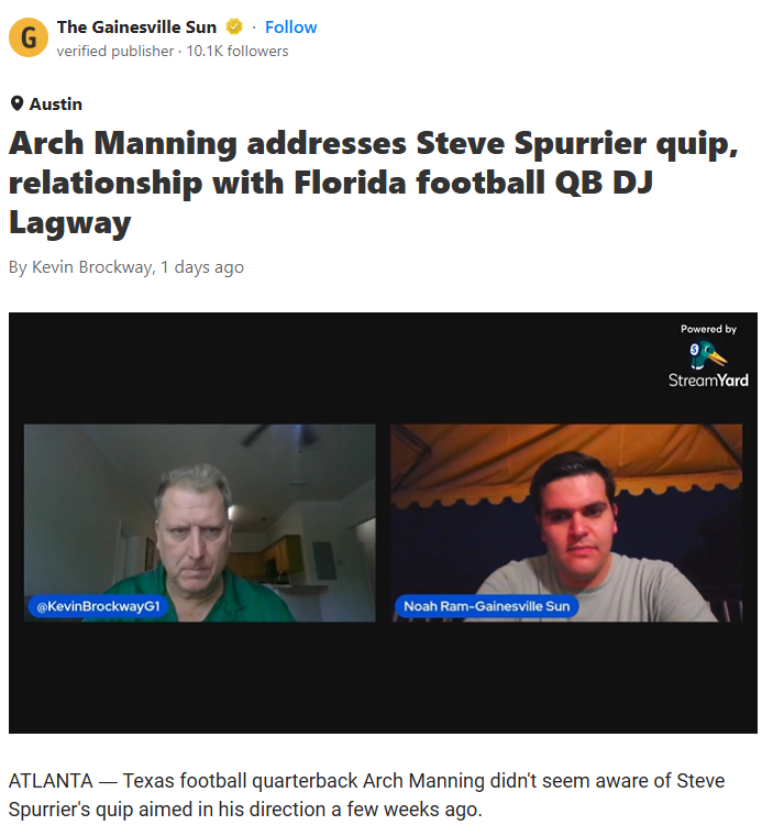 Arch Manning Responds to Spurrier’s Shade