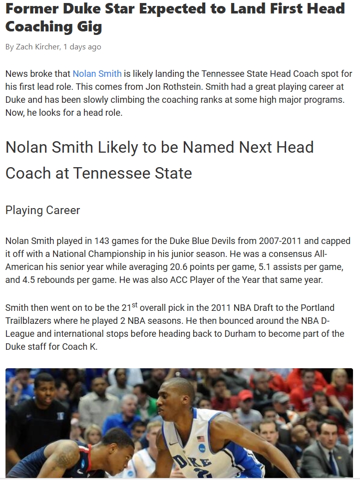 Nolan Smith Set to Lead TSU Tigers?