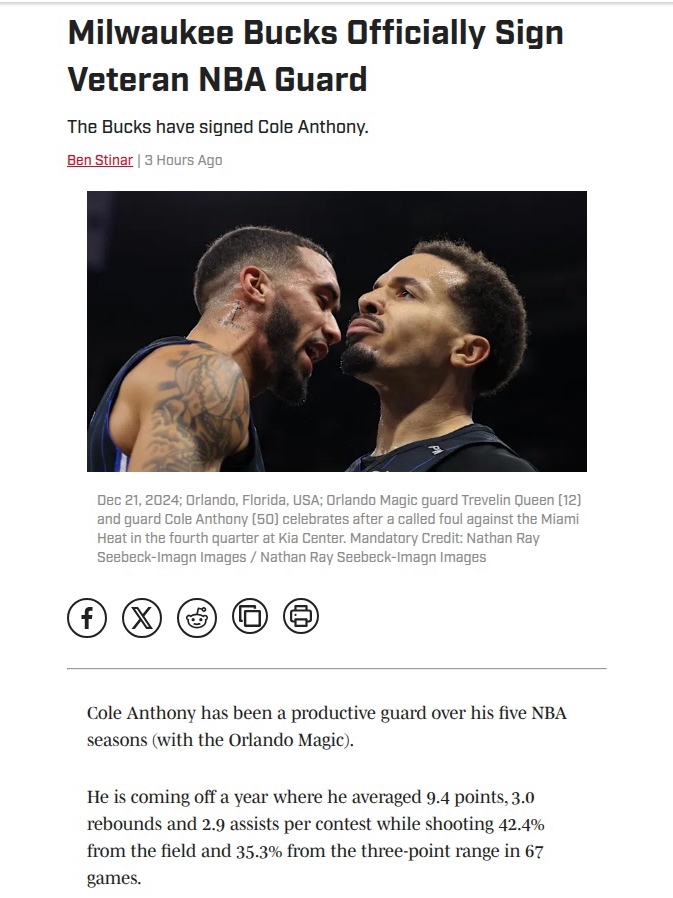 Cole Anthony Joins the Deer District!