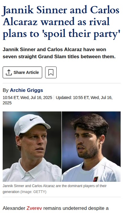 Can Sascha Crash the Sinner-Alcaraz Party?