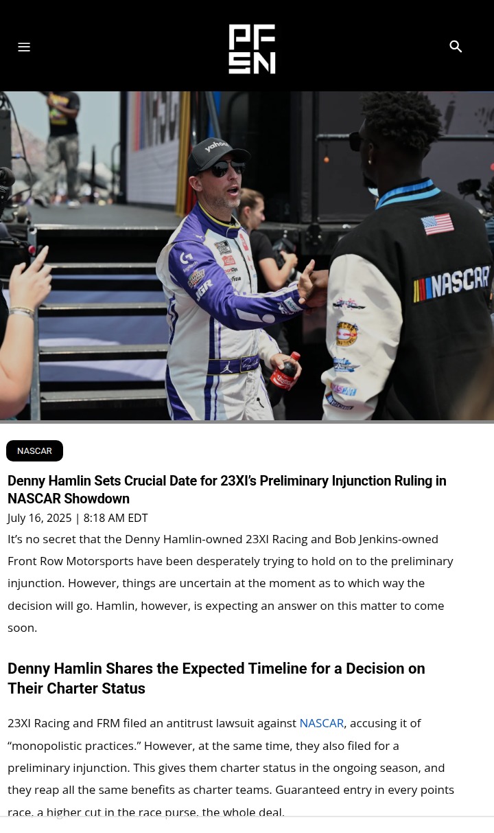 Hamlin’s 23XI Charter Drama: Decision Looms
