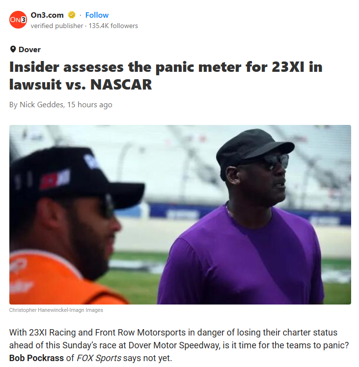 23XI vs. NASCAR: Charter Drama Heating Up