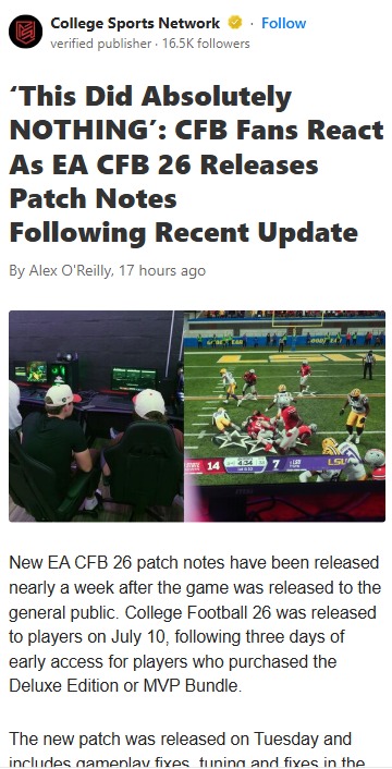 Patch Notes Fumble: Did EA Miss the Mark?