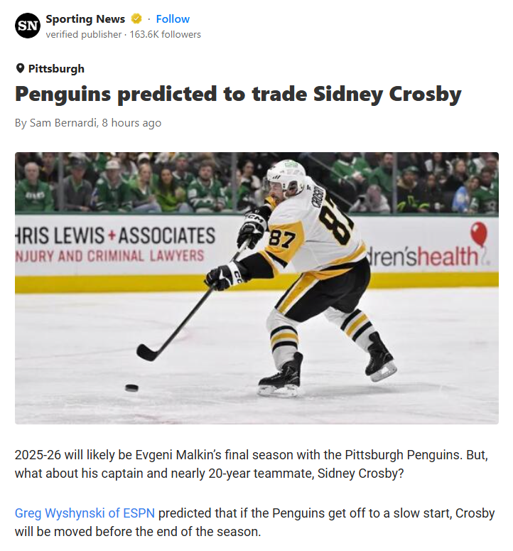 Could Sid the Kid Really Leave the Burgh?