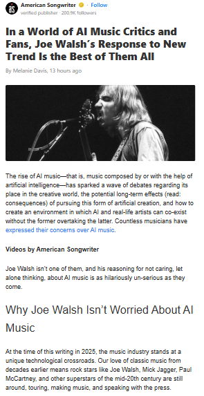 Can AI Ever Rock Like Joe Walsh?