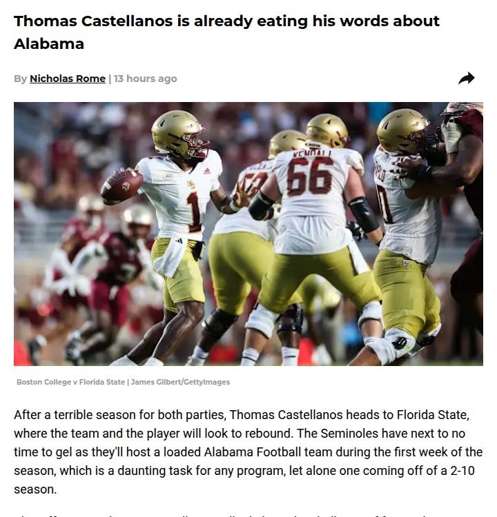 Castellanos Walks Back Bama Trash Talk