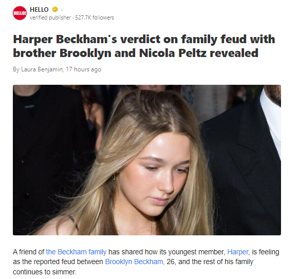 Harper Beckham’s Take on the Family Feud