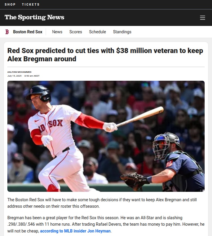 Red Sox Face Big Call: Bregman or Giolito?