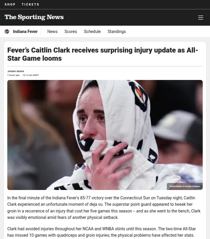 Clark’s Injury Scare: Should Fever Rest Her?