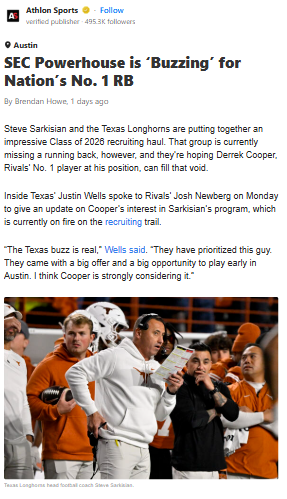 Longhorns All-In on Top RB Derrek Cooper