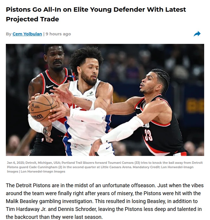 Pistons Eye Camara: Worth the Gamble?
