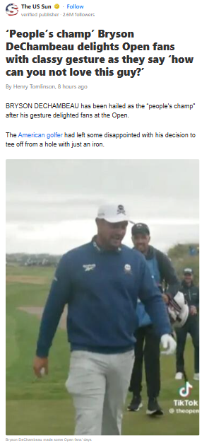 Bryson’s Driver Move Wins Over Open Fans