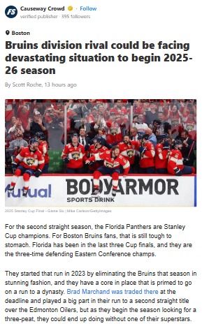 Panthers' Tkachuk Injury: Bruins Fans React