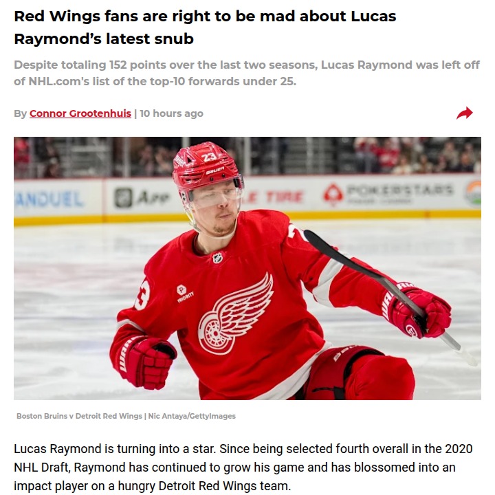 Raymond Snubbed Again—What Gives, NHL.com?
