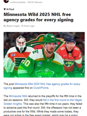 Wild’s Offseason: Rossi Drama & Cup Hopes