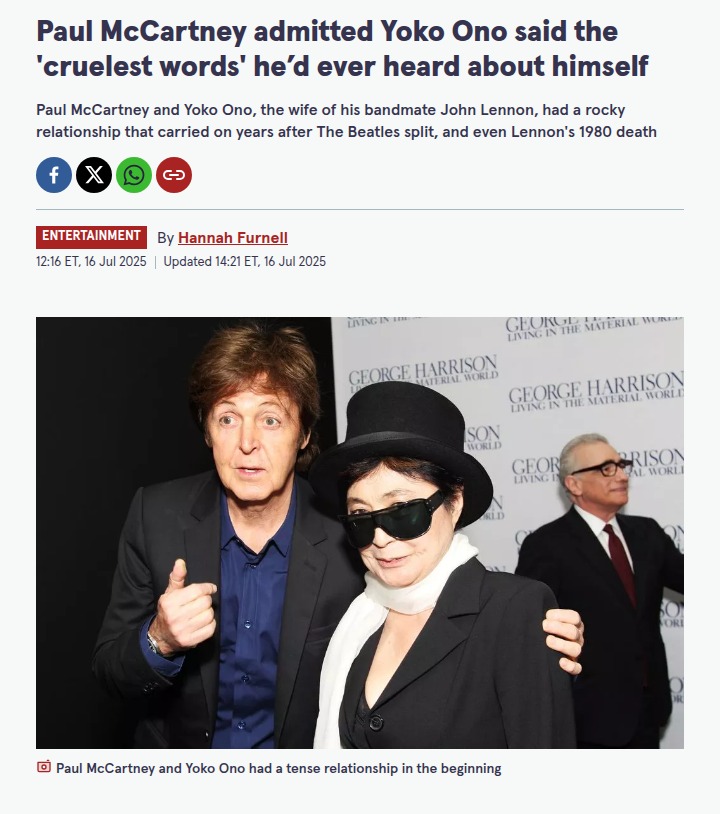 Yoko’s Words Cut Deep for Paul 😳