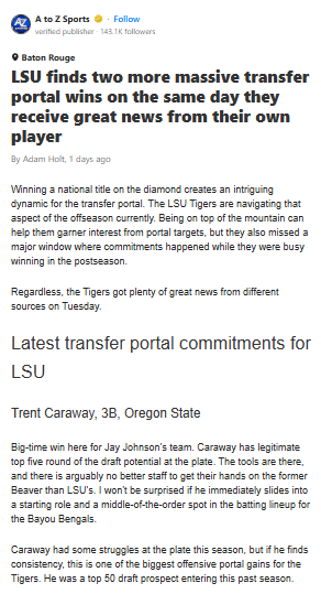 Bayou Bengals Land Portal Power Duo!