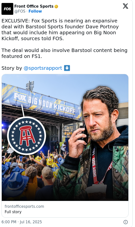 Portnoy to Big Noon?! 🏈