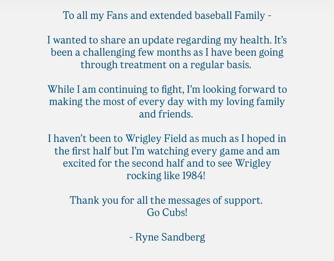Ryne Sandberg’s Brave Update