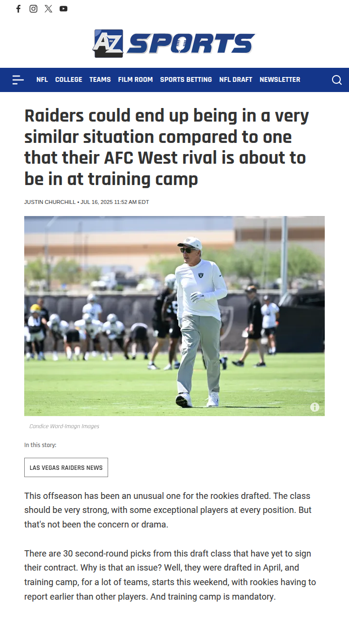 Will the Raiders Face a Rookie Holdout?