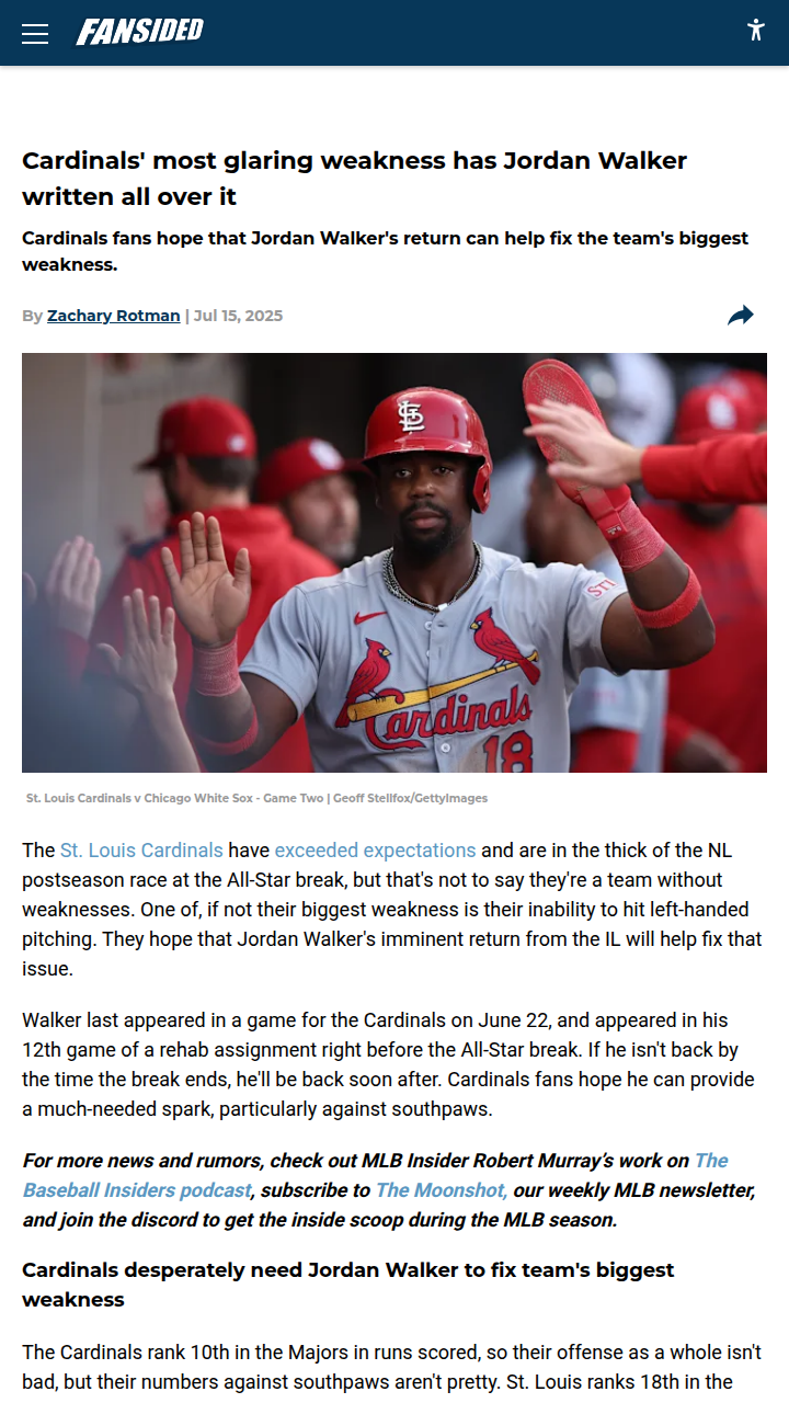Can Walker Solve Cards’ Southpaw Struggles?