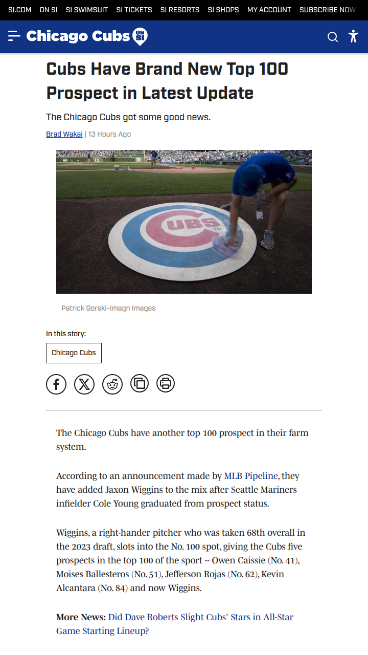 Wiggins Joins Cubs’ Top 100 Club!