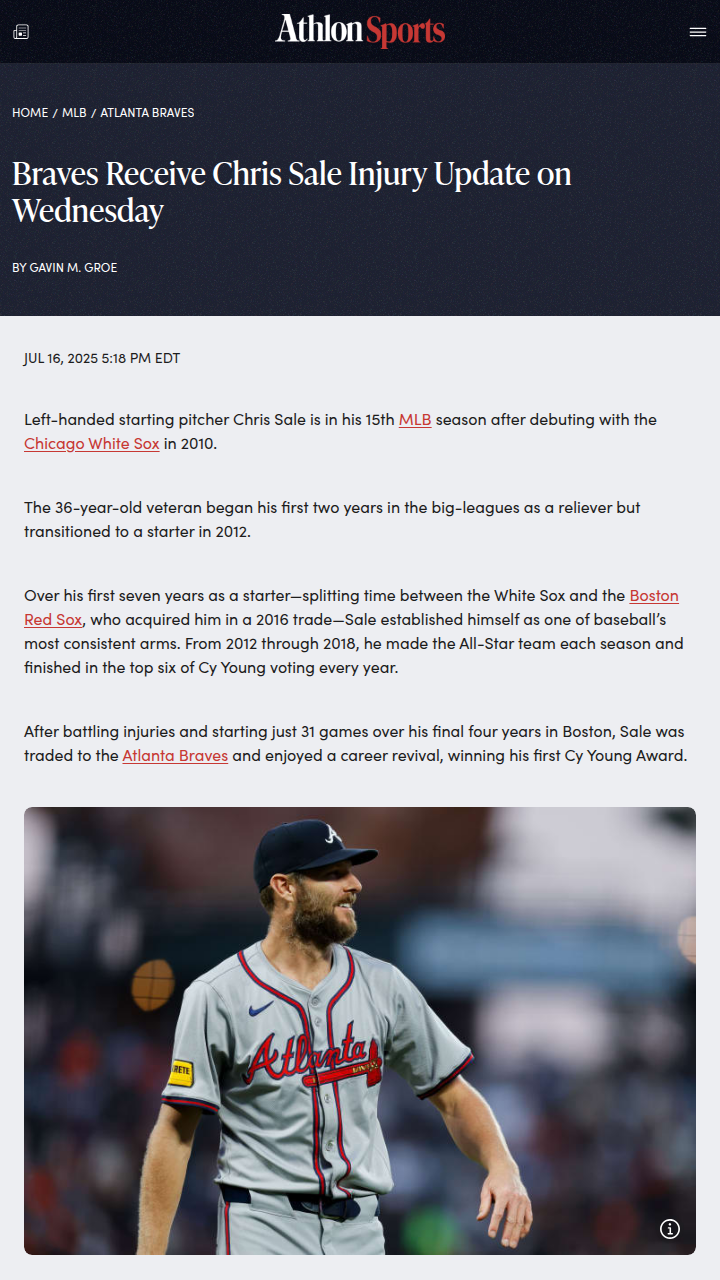 Chris Sale’s Comeback: Hope for Braves?