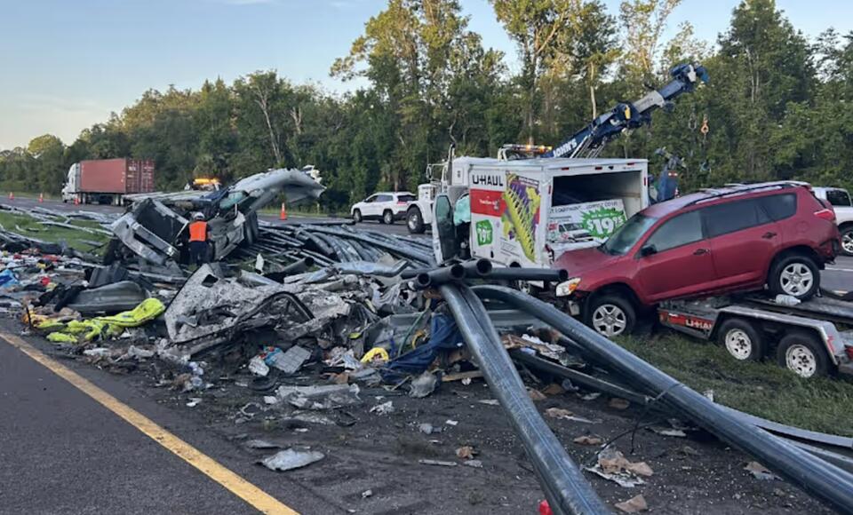 I-95 Crash Cleanup Turns Fiery Mess