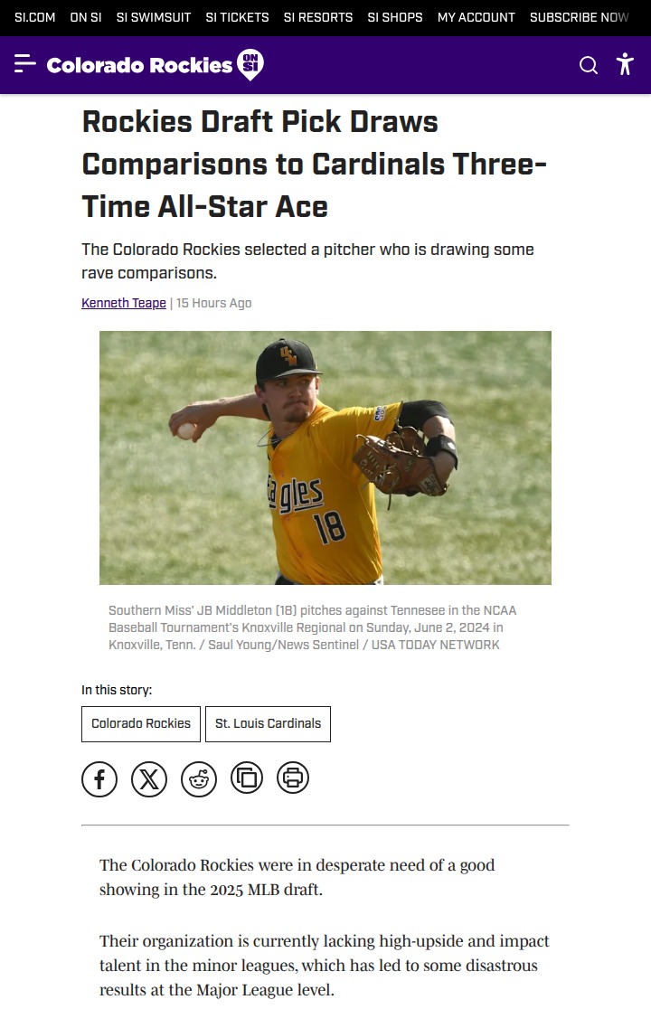 Rockies’ Middleton: Next Sonny Gray?