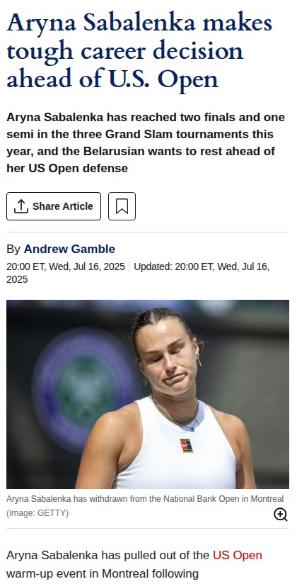 Sabalenka Skips Montreal—Smart Move or Missed Chance?