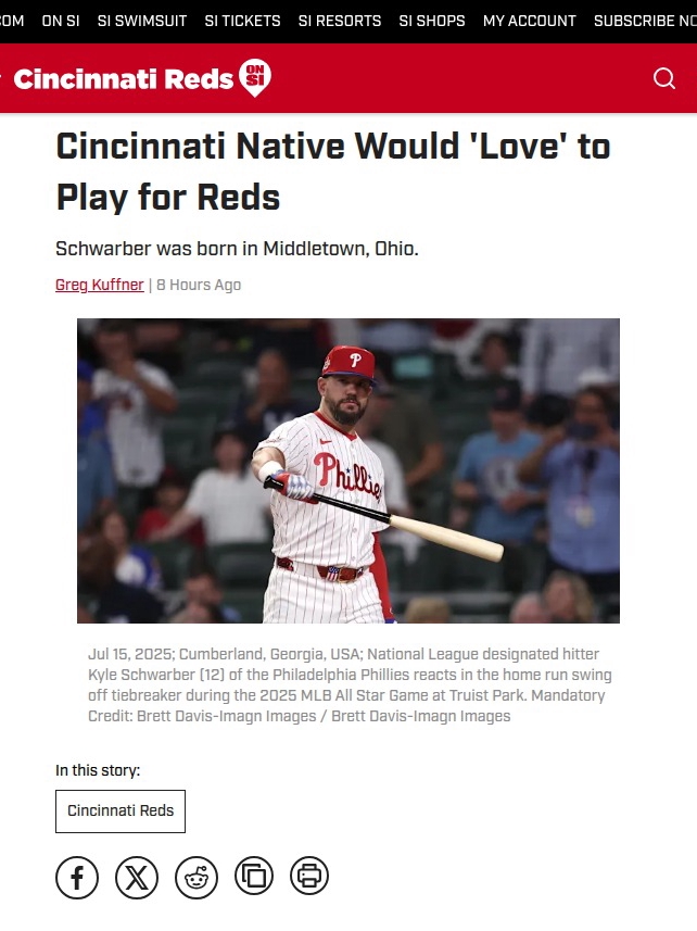 Schwarber Drops Reds Bombshell After ASG MVP