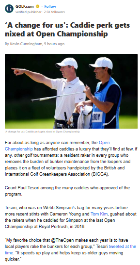 Open Ditches Caddie Bunker Rakers—Why Now?