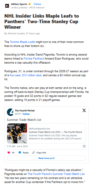 Could Leafs Steal a Cup Champ from Cats?
