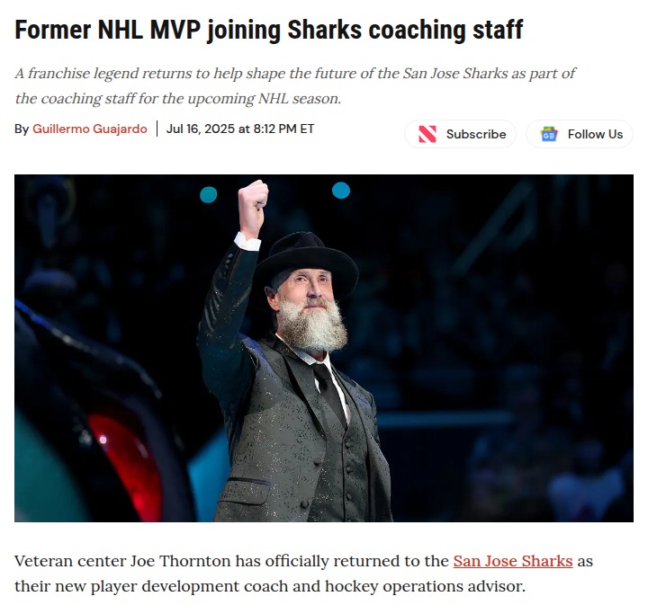 Jumbo Joe Back in Teal: Sharks’ New Era?