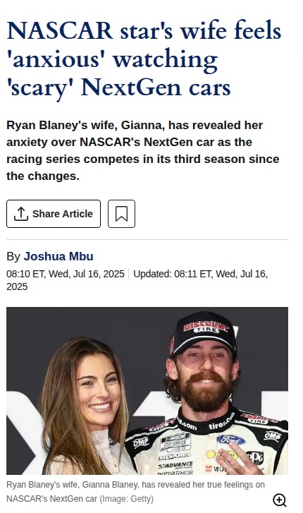 NextGen Nerves: Blaney’s Wife Speaks Out