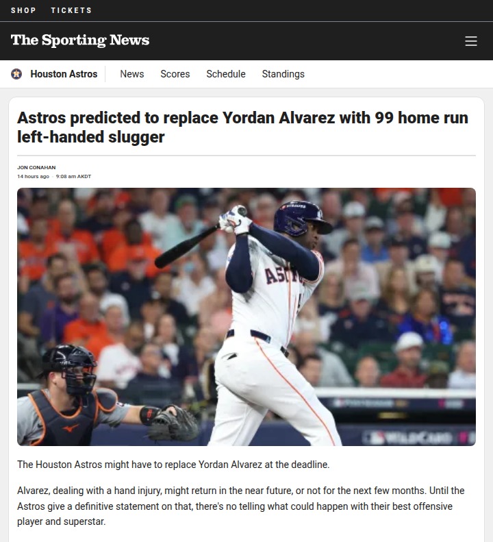 Astros Eye Mullins as Yordan’s Replacement?