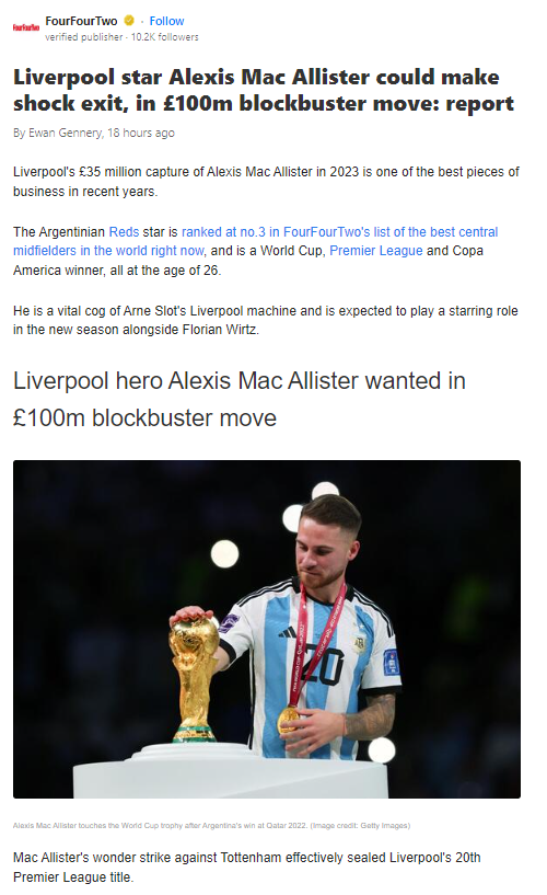 Mac Allister to Madrid? Reds Fans React