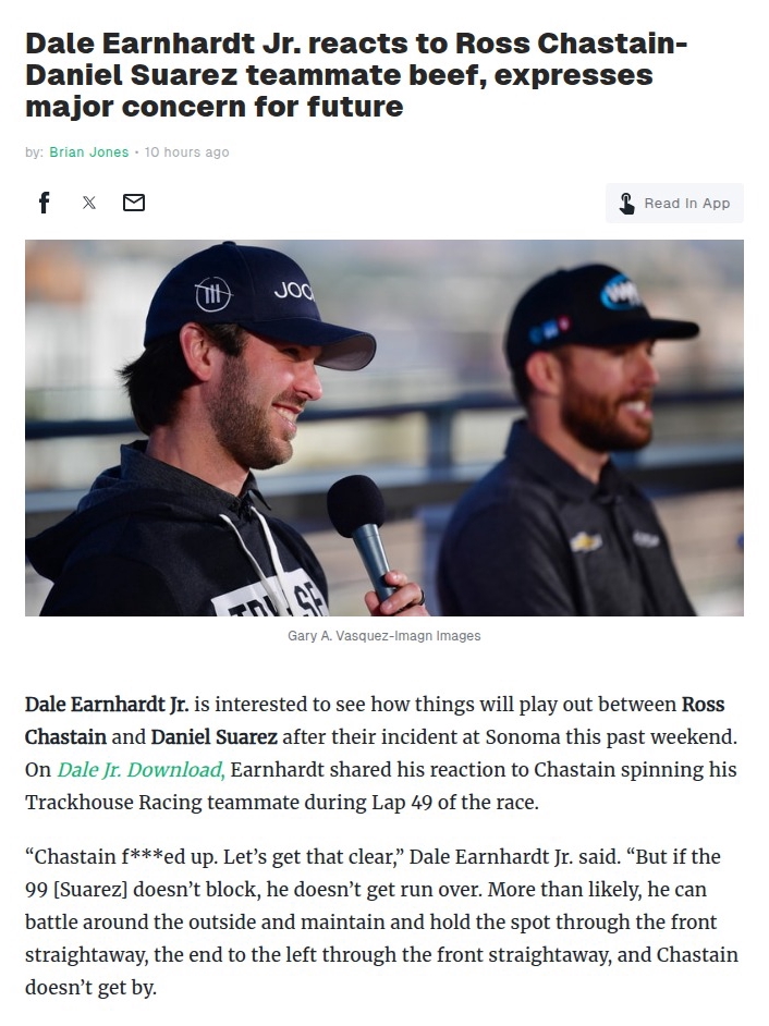 Trackhouse Teammates Clash at Sonoma