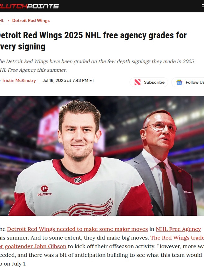 Red Wings’ Free Agency: Did Yzerman Do Enough?