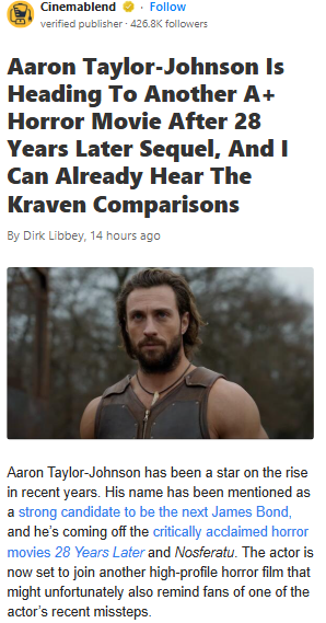 Kraven Vibes in Aaron’s New Werewolf Role? 🐺