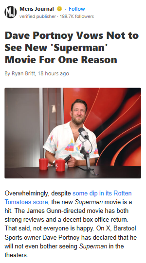 Portnoy Boycotts Superman?! 😳