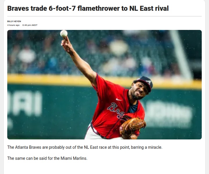 Braves Send Big Arm Back to the Fish