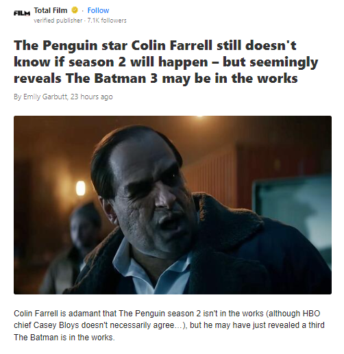 Colin Farrell Drops Batman 3 Hint 👀