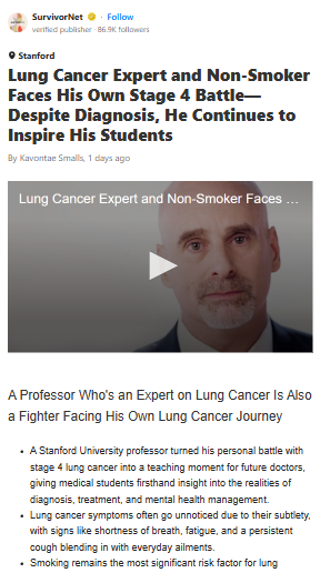 Stanford Prof Turns Cancer Battle Into Lesson