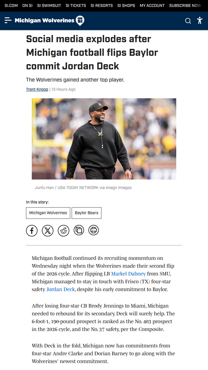 Wolverines Snag 4-Star Safety from Baylor!
