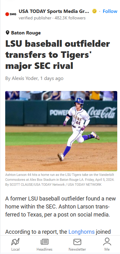 Ashton Larson Jumps from LSU to Texas!